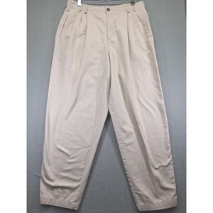 Lizsport Women's High-Waist Pleated Pants Vintage 90s, Khaki, Size Petite 14
